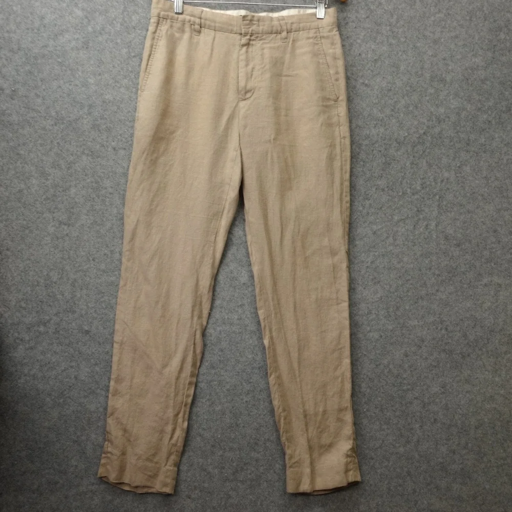 Vince Hemp Pants Mens 31 Oat Beige SLIM Linen Look Neutral Tapered Summer 32x32